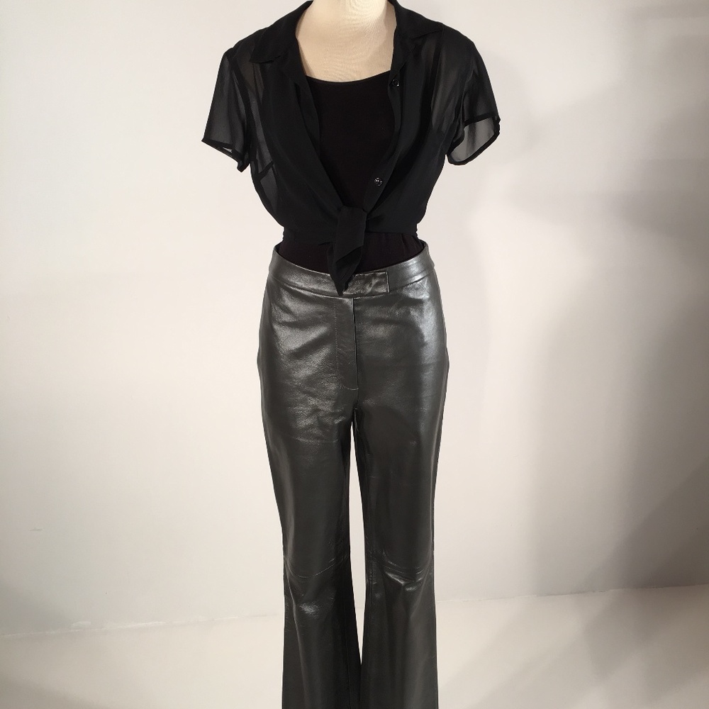 New Women's Saks Fifth Avenue Genuine Leather Bootcut Pants